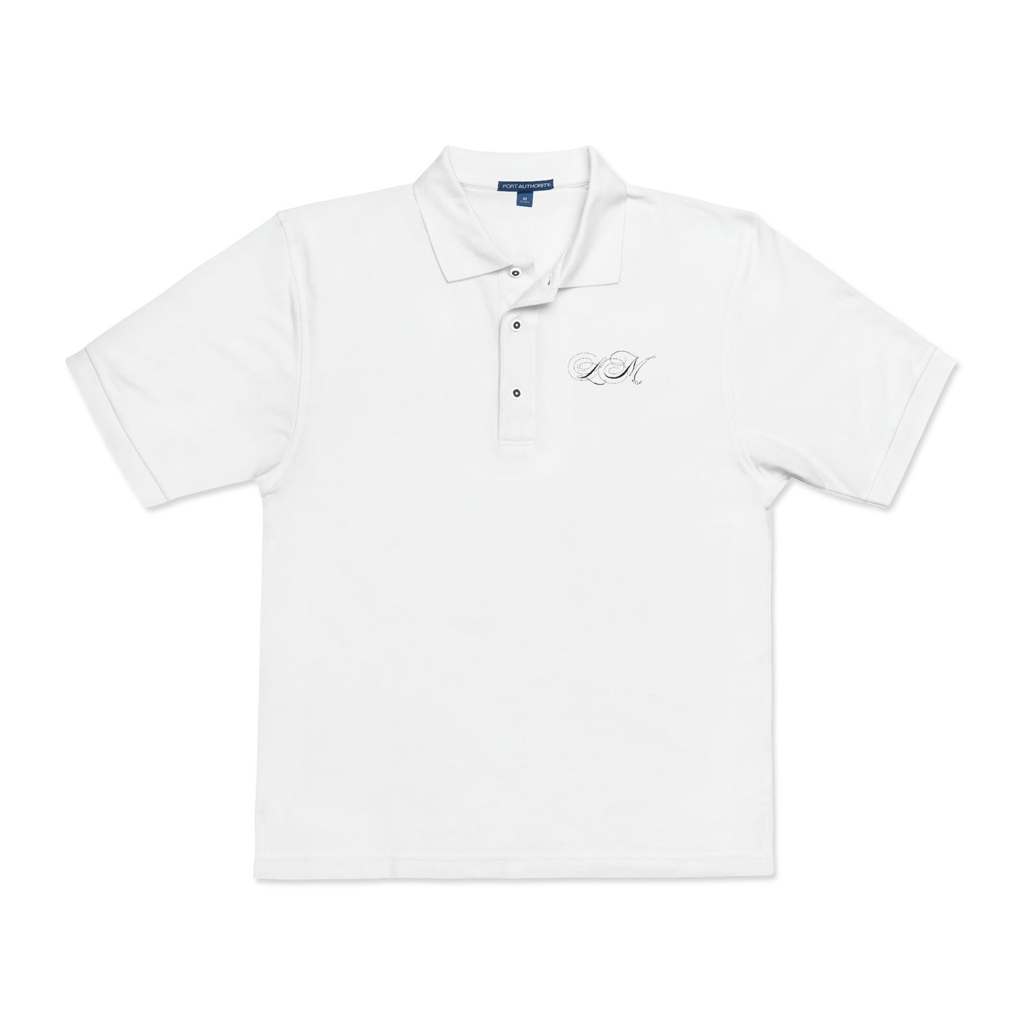 Signature Brand Unisex White Embroidered Polo Shirt