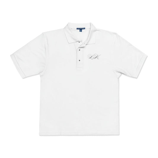 Signature Brand Unisex White Embroidered Polo Shirt